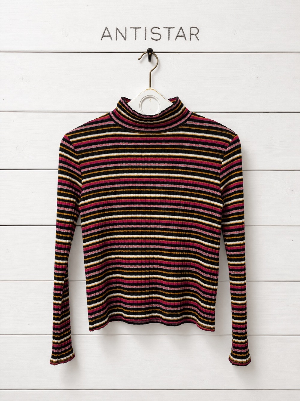 Antistar Striped Mock Neck Knit Top – Size L